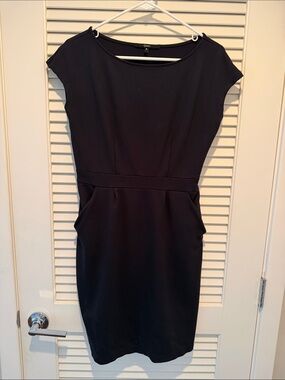 Ultra-Stretch Ponte Cap Sleeve Dress Navy
